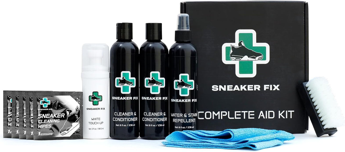 Complete Shoe Cleaner Kit for all Sneakers, Cleaning Kit with Conditioner, Whitener, & Microfiber Towel, Wipes and Stain Repellent