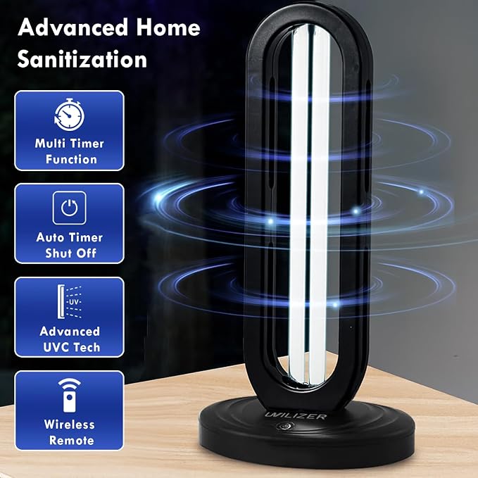 UVILIZER UV Light Home Disinfection Device & Ultraviolet Sanitizer Lamp for Home, Room & Office | Kills & Removes Dust Mites, Germs, Bacteria & Virus | Remote Control Included | U.S. Stock & Support