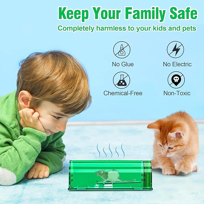 4 Pcs Humane Mouse Traps No Kill Reusable,12 Pack Peanut Taste Pheromone Sticky Mouse Trap Rat Traps Indoor for Home