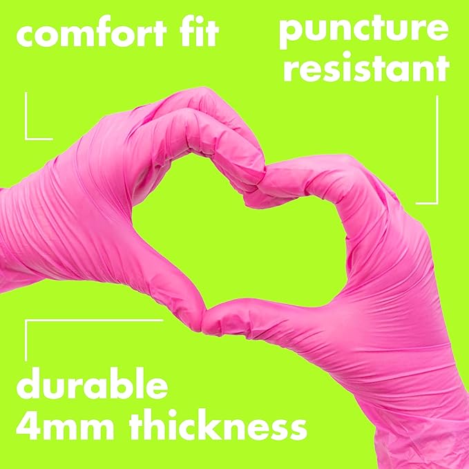 Colortrak Disposable Nitrile Gloves, Magenta, Luminous Collection Latex-Free, Powder-Free Hair Color Gloves for Chemical Processing & Salon Services, 100 Count, Large