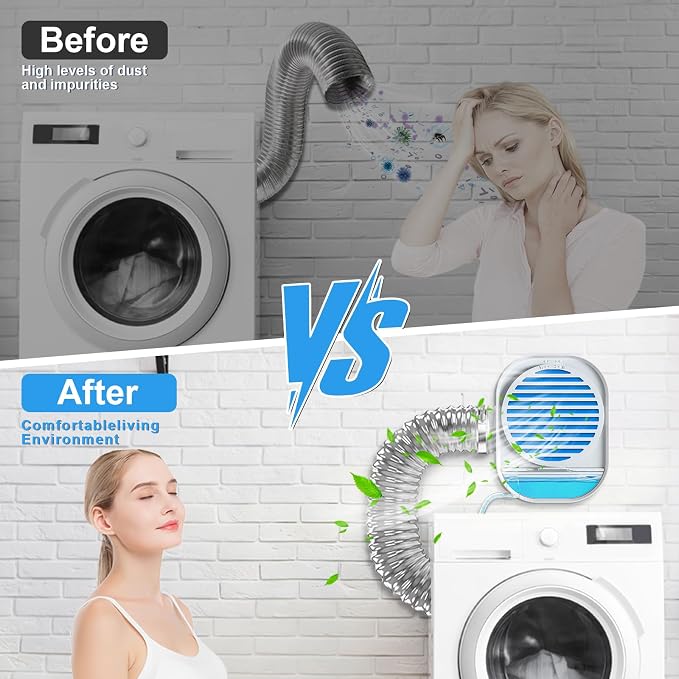 4-in-1 Indoor Dryer Vent with Dehumidifier for Protect Furniture | Dryer Vent Kit for Electric Dryers Stainless Steel Screen Filter Lint Trap Polyester Filter and Visual Water Tank