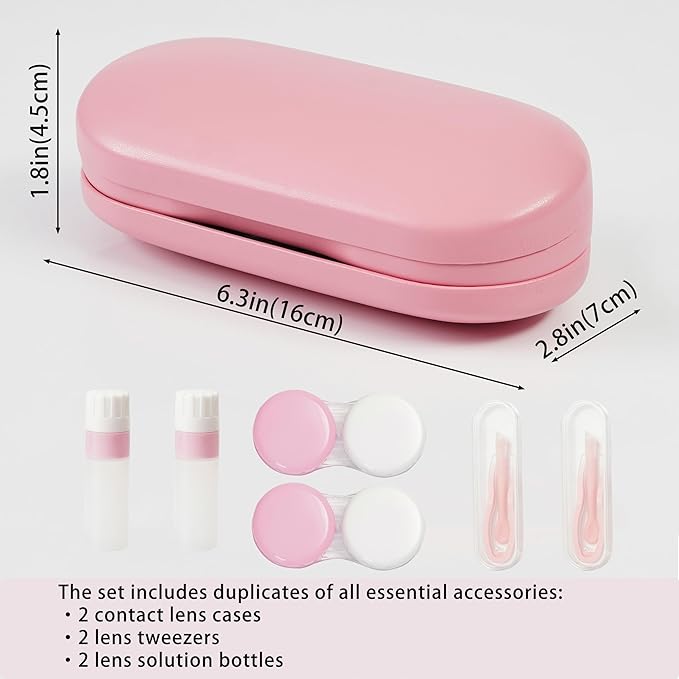 Lasiyanor 2 in 1 Eyeglass Case Portable Double Sided Contact Lens Box Multifunction With Tool for Travel Daily Outdoor