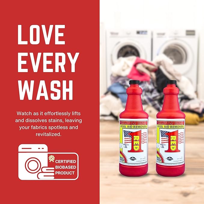 Pro's Choice Fabric Stain Remover Red 1 - Stain Remover on Synthetic Food Colors/Dyes - Carpet & Couch Stain Remover - Red Wine Stain Remover for Clothes Laundry - Red Stain Removal (2 Pack, 32 fl oz)