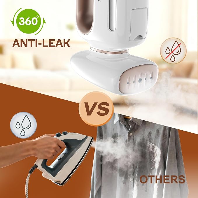 Newbealer Handheld Fabric Steamer 850W Portable Wrinkle Remover for 120V | Horizontal & Vertical Steaming, 360° Leakproof Pump-driven Design, 30s Fast Heat Up, 230ml Water Tank, for Home, RV & Hotel