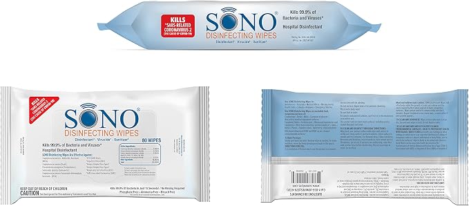 SONO Disinfecting Wipes - Medical-Grade, Alcohol-Free, No Bleach - Multi-Surface Cleaning Wipes for Home, School, Office - Pilates 960 Count (Pack of 12) 80 count packs