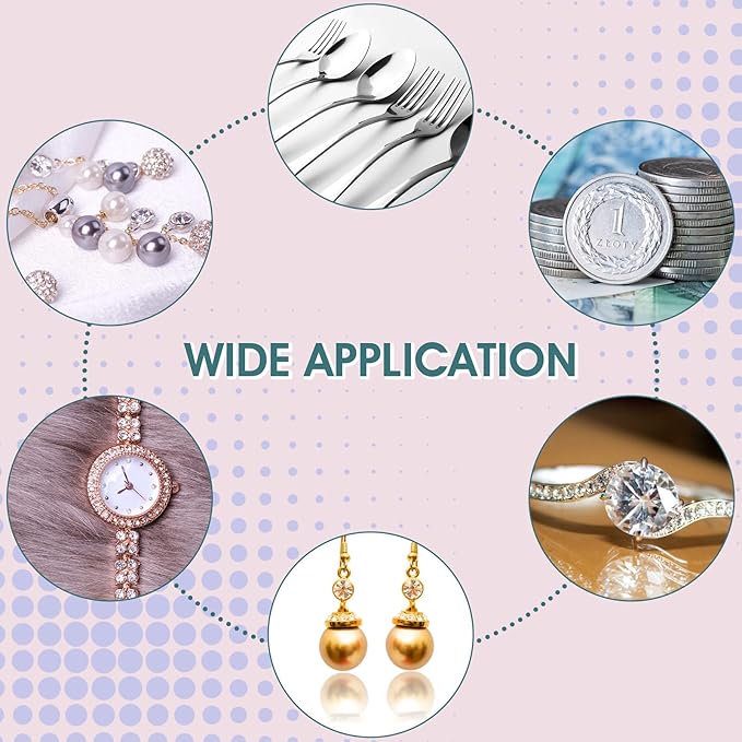 Hoteam 500 Pcs Jewelry Cleaning Cloth Silver Polishing Cloth Jewelry Cleaner Cloth Jewelry Wipes for Silver Gold Platinum Remover Keep Brass Coin Ring Silverware Watch Clean and Shiny, 5 Colors