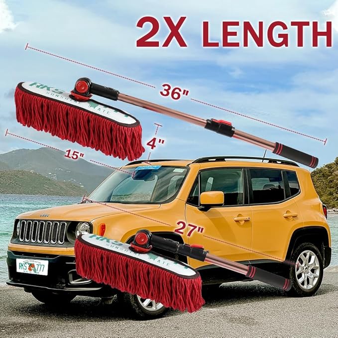Auto Duster Extendable Handle, Car Exterior Scratch Free, Wax Cotton Hair Brush Kit for Truck SUV RV Motorcycle, Cleaning No Lint (Sunshine State Designer License Plate) - Gifts for Men Women
