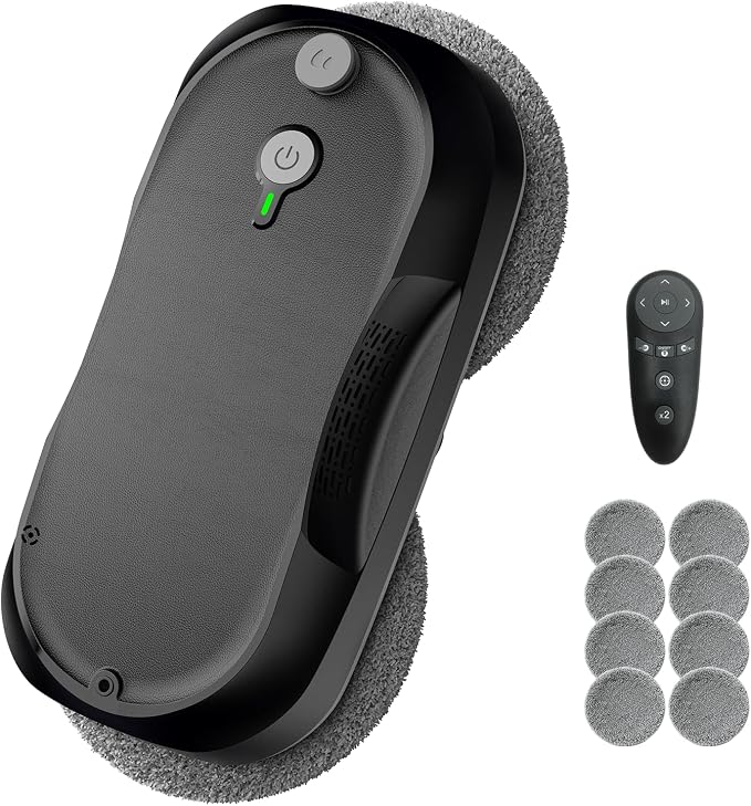 Obito Window Cleaning,Window Cleaner Robot with Triple Safety System,Edge Detection,Intelligent Navigation,Anti-Slipping, Longer Battery Life, Max 6400Pa, Remote Control