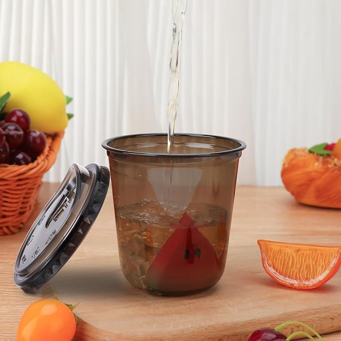 12oz Disposable Stemless Glasses With Strawless Sip Lids,PET Disposable Drinking Cups,Clear Plastic Wine Glasses for Parties Birthday,Wedding,Meeting,Christmas Party Supplies. (100, Black)