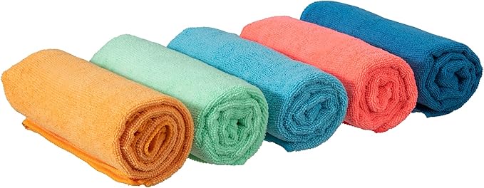 Superio Microfiber Squeegee Mopping Towel Extra Large Miracle Cloth Streak Free Floor Cloth 20x30 House, Kitchen, Bathroom, Car Multi Colored, (12"x12")