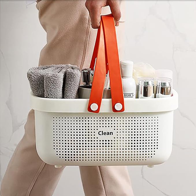 JiatuA Portable Shower Caddy Basket Cleaning Supplies Organizer with Handles Tote Storage Bin for Bathroom Kitchen Bedroom College Dorm, Under Sink, Garden, Green & Pink