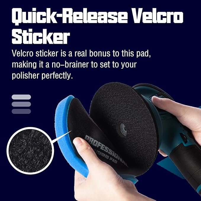 6 Inch Polishing Pad - 3Pcs Blue Polishing Pad - 6.5 Inch Face for 6 Inch 150mm Backing Plate - High-Density Buffing Sponge Pads for Car Buffer Polisher Compounding, Polishing & Waxing