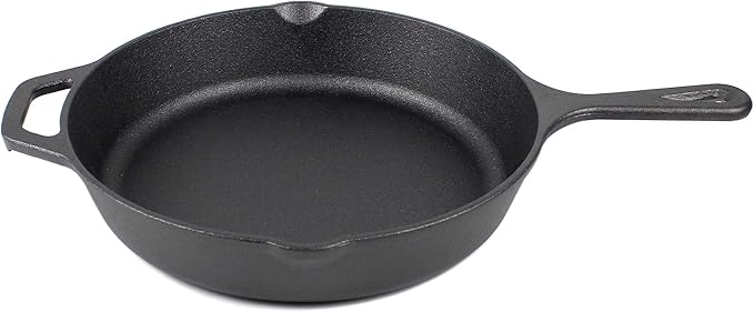 10.25-Inch Cast Iron Skillet Set (Pre-Seasoned), Including Large & Assist Silicone Hot Handle Holders, Glass Lid, Cast Iron Cleaner Chainmail Scrubber, Scraper | Indoor & Outdoor Use