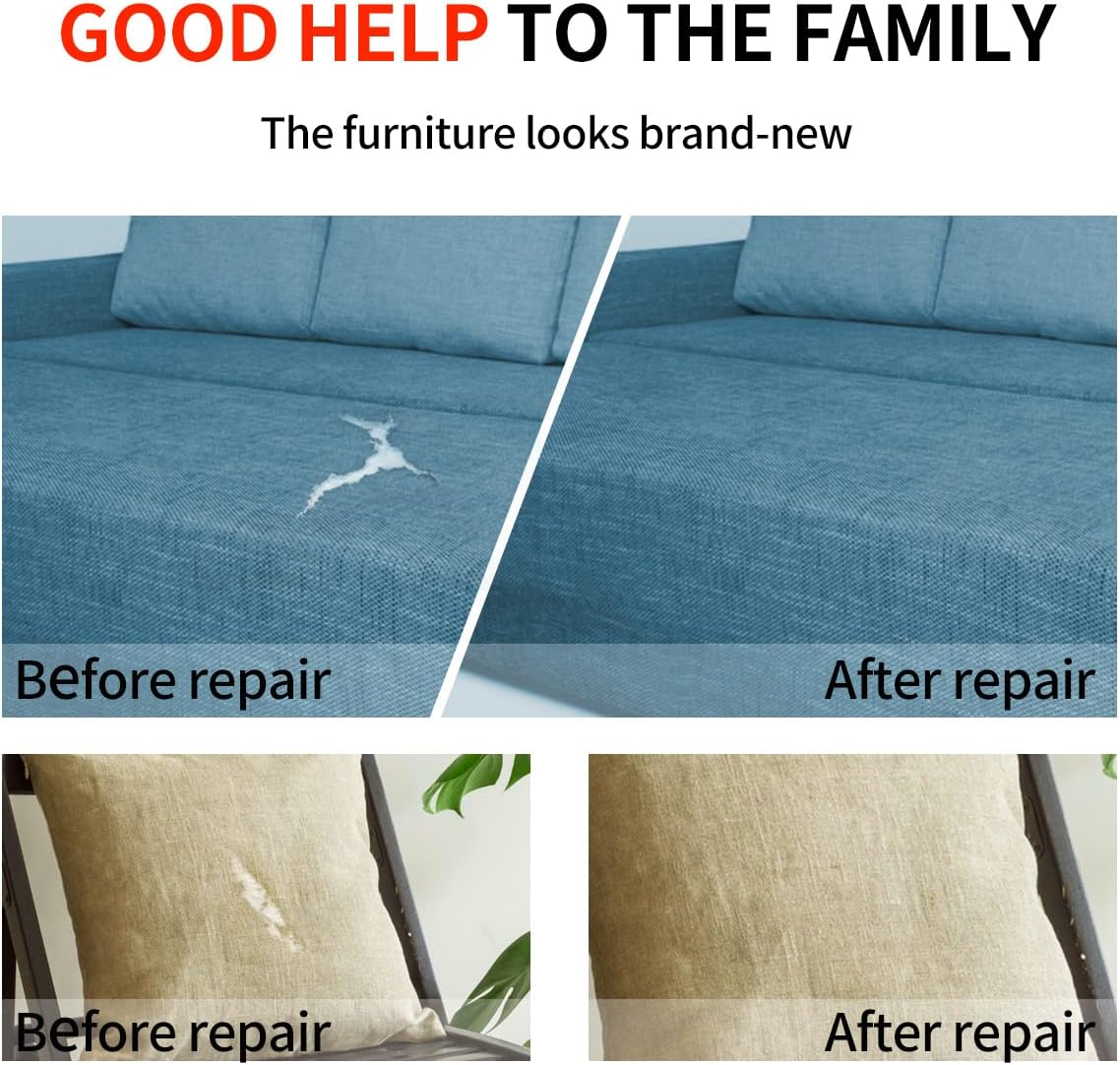 Fabric Repair Patches, 17X79 Inch Linen Repair Tape Self-Adhesive Fabric Patches Durable, DIY Large Linen Tape for Sofa, Couches, Furniture, Chair, Clothing （17X79 Inch, White）