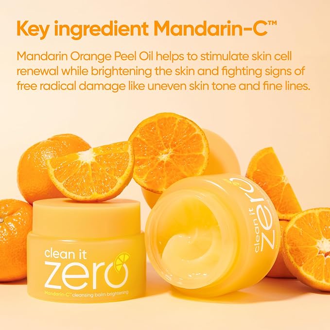 BANILA CO Clean it Zero Brightening Cleansing Balm | Korean Makeup Remover for Radiant Complexion | Vegan | Cleansing Oil, Facial Cleanser Made with Vitamin C & Citrus Extract (100ml / 3.38 fl.oz)