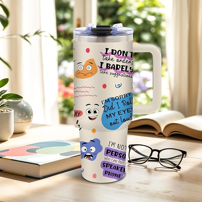DUUV 40 Oz Funny Tumbler with Handle and Lid, Motivational Saying Cup for Work Office Coworkers, Encouragement Gifts for Birthday Christmas, 1PCS