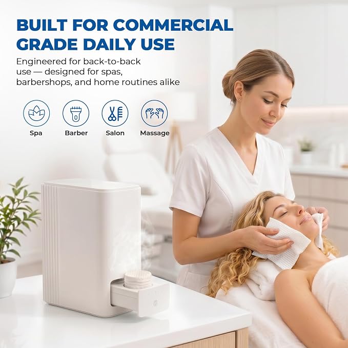 Hot Towel Dispenser for Face - Auto Hot Face Towel Machine with 20 Compressed Towels, Instant 5s Heating at 131°F Constant Temperature, Voice Prompt for Home Spa & Makeup Removal