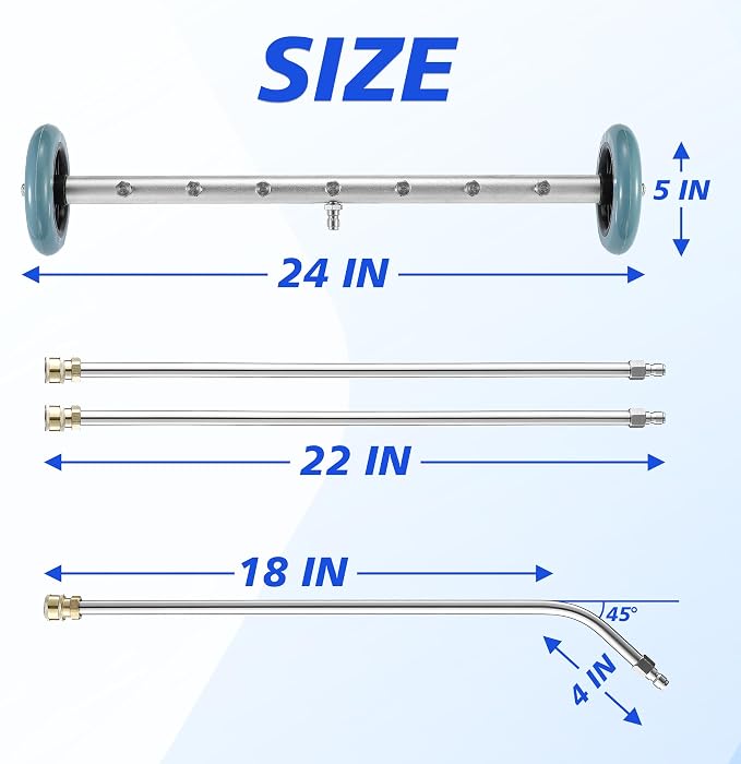 RIDGE WASHER Pressure Washer Undercarriage Cleaner, 24 Inch Undercarriage Car Washer, Under Car Pressure Washer Attachment with 3 Pcs Extension Wand, 4000 PSI