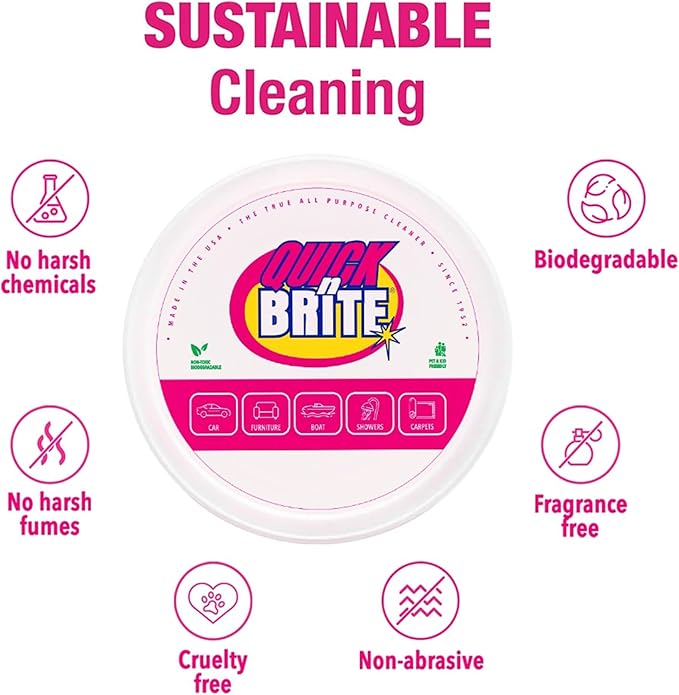 Quick 'n Brite Eco-Friendly Cleaning Supplies Kit - All Purpose Cleaner with Cleaning Paste & Concentrate - Non-Toxic, Powerful Cleaner Includes Sponge - Versatile Solution for Home & Office