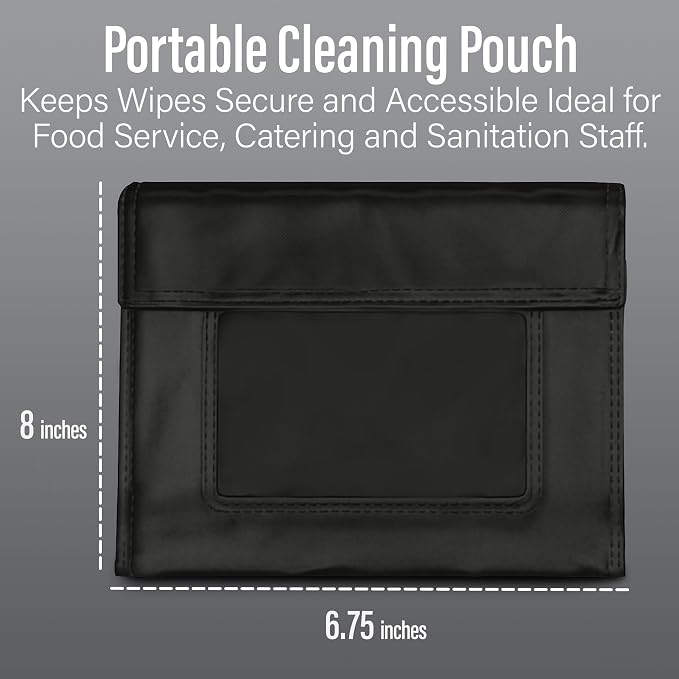 WIPESPLUS Wipes Pack Holder and Belt, Portable Wipe Carrier for Home and Business, 6 Inch Pouch, Black, (Pack of 12)