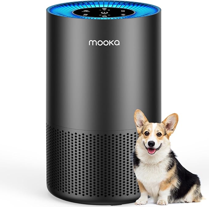 Air Purifiers for Home Large Room Pets Up to 1300 Sq Ft, MOOKA AP-S0610L and M02 H13 True HEPA Air Purifier Cleaner with 360° Air Inlet