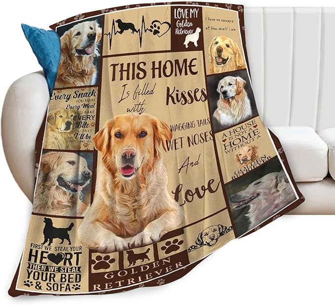 Tijuboni Golden Retriever Throw Blanket Dog Gifts for Girls Boys Women Men Kids Adults Soft Flannel Fleece Blanket for Couch Sofa Bed Home Decor 40"x50"