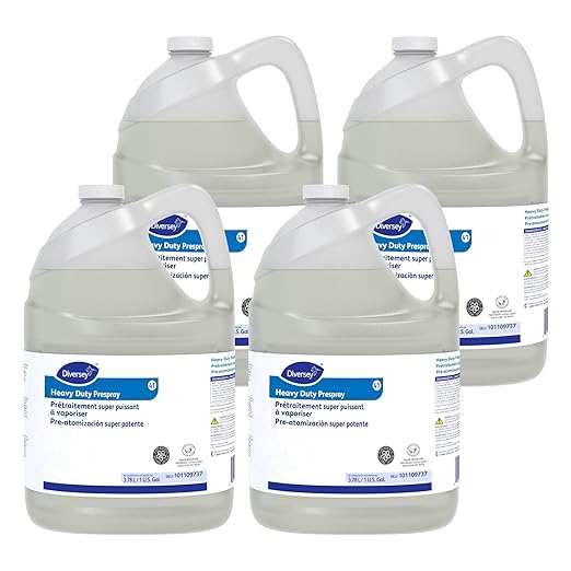 Diversey 101109737 Heavy Duty Prespray to Clean Heavily Soiled Carpets & Remove Stains, Floral Fruity Scent, Liquid Concentrate, 1-Gallon (Pack of 4)