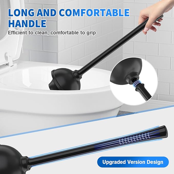 LOVLOY Toilet Plunger and Brush,2 Pack Bowl Brush and Heavy Duty Toilet Plunger Set with Ventilated Holder, 2-in-1 Toilet Brush and Plunger Combo for 5.3-inch Toilet Drain Bathroom Cleaning