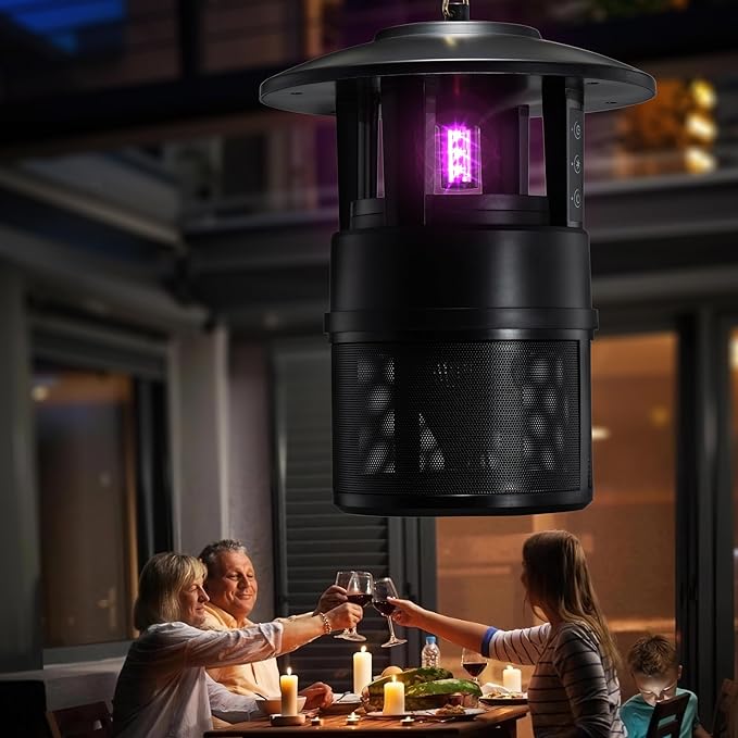 Mosquito Trap Outdoor, Flying Insect Bug Trap with Lighting, Sleep and Timer Functions, Gnat Flies Moths Wasps Beetles Catcher, Indoor Bug Mosquito Zapper Alternative, Black