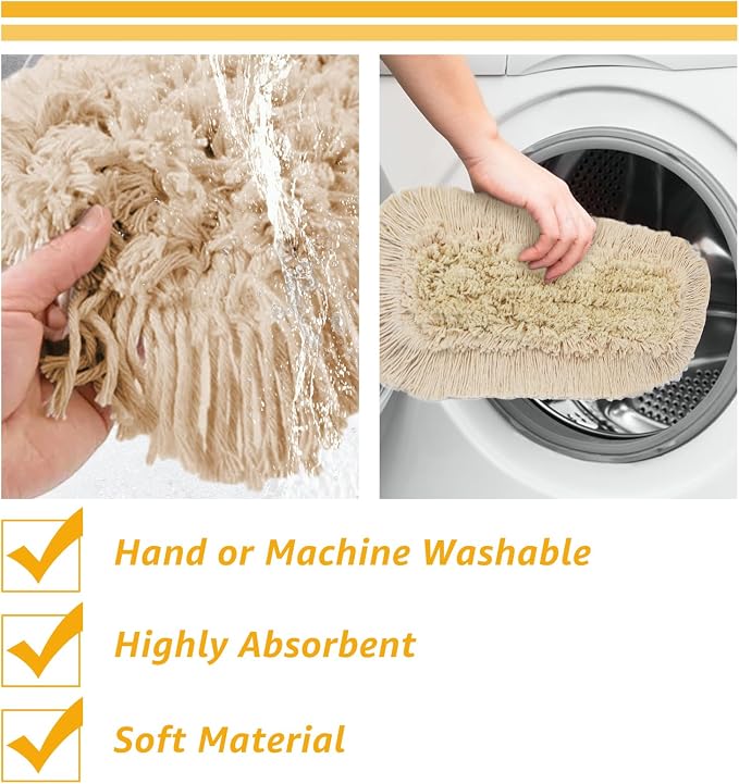YAYODS 3 Pack Dust Mop Replacement Head, 36'' Dust Mops for Floor Cleaning Replacement Reusable Industrial Cotton Dust Mop Refill for Hardwood Floors, Ceramic, Marble, Tile
