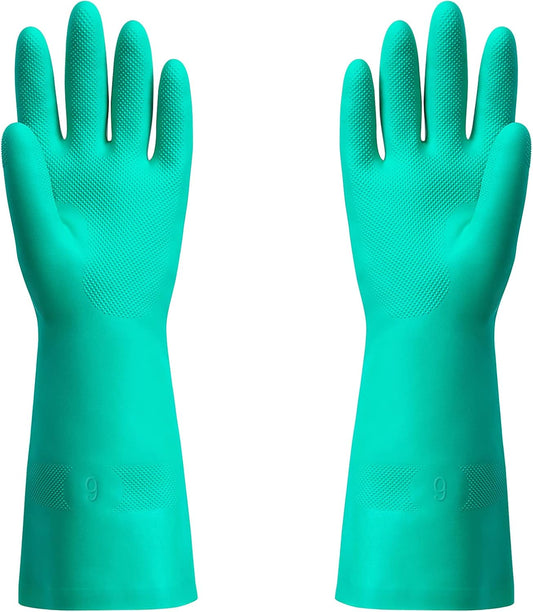 ThxToms Chemical Resistant Nitrile Gloves, Resist Household Acid, Alkali, Solvent and Oil, Latex Rubber Free, 1 Pair Large