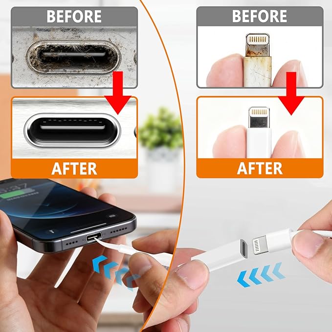 Cell Phone Cleaning Kit, iPhone Cleaning Kit for Charging Port Cleaner Keyboard Cleaning Kit for Airpods/Android/USB C/Earbuds/Laptop/iPad/Camera Lens with Stylus Pen (White, Elite Pack)