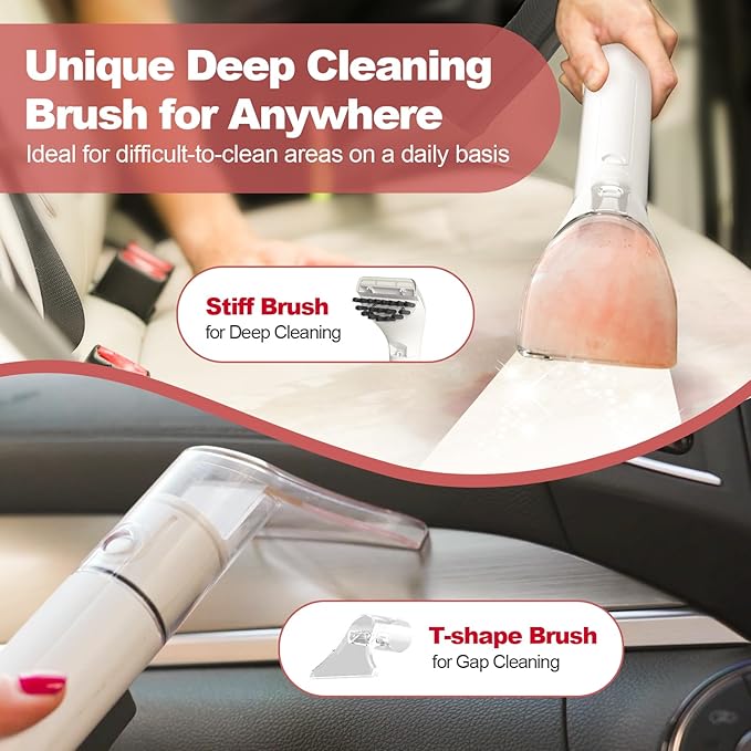 Upholstery Carpet Cleaner, MUJERBAY® 12Kpa Portable Spot and Stain Cleaner, Easy Move with Universal Wheels & Handle, 1.18-inch Deep Cleaning Machine for Couch, Stairs, Car and Pet Messes. Green