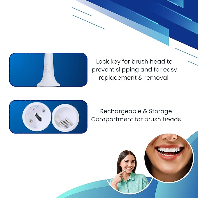 Ultrasonic Electric Teeth Polisher - Rechargeable Dental Calculus & Plaque Remover with 5 Heads, 3 Modes, and LED Light for At-Home Dental Care
