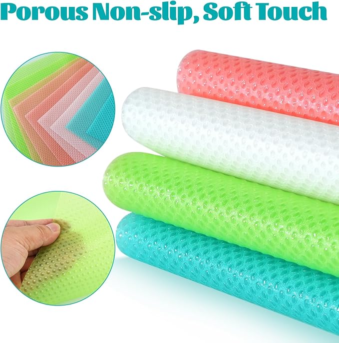 20PC Refrigerator Liners, Waterproof Oilproof Fridge Liner and Mats Washable Drawer Liners for Kitchen Cabinets, Cover Pads for Freezer Glass Shelf Cabinet Liners for Shelves(4 Color)