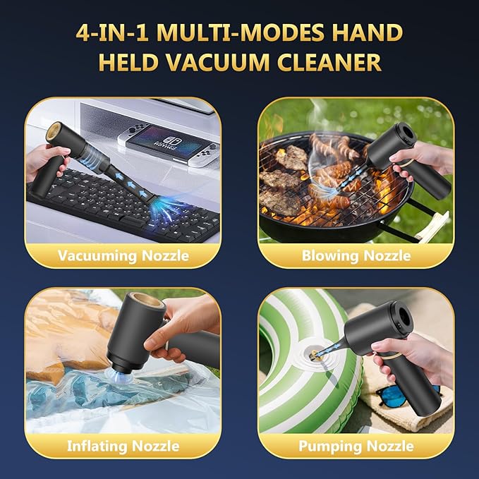 BSRCO Handheld Vacuum Cordless 4-in-1 – 12KPa Suction Car Vacuum, 30Min Runtime, 75dB Quiet, Hand Vacuum 1.25Lbs Lightweight, USB-C Charging, Washable HEPA Filter for Car, Pet Hair, Home