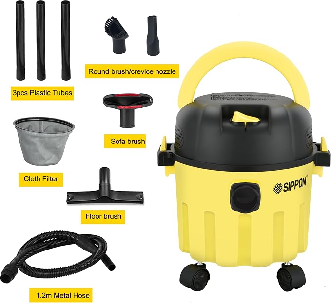 Wet-Dry Vacuum, 3-in-1 Portable Shop Vacuum Cleaner with 2 Peak HP Power Suction, Lightweight Wet Dry Vacuum with Blower & Wall Mount Design for Car, Pet Hair, Hard Floor