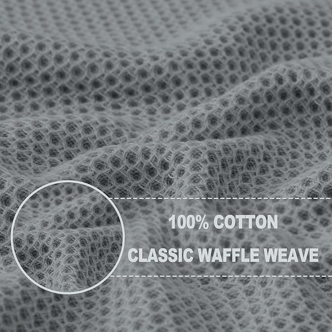Homaxy 100% Cotton Waffle Weave Kitchen Dish Cloths, Ultra Soft Absorbent Quick Drying Dish Towels, 12 x 12 Inches, 24-Pack, Grey