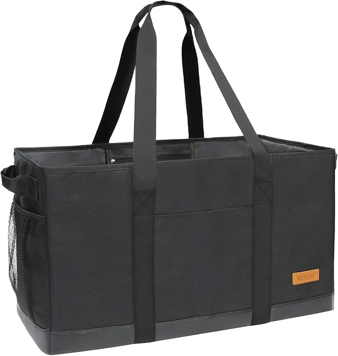 WONDAY Extra Large Utility Tote Bag - Standing Reusable Grocery Bag with Handle, Collapsible Storage for Shopping, Beach