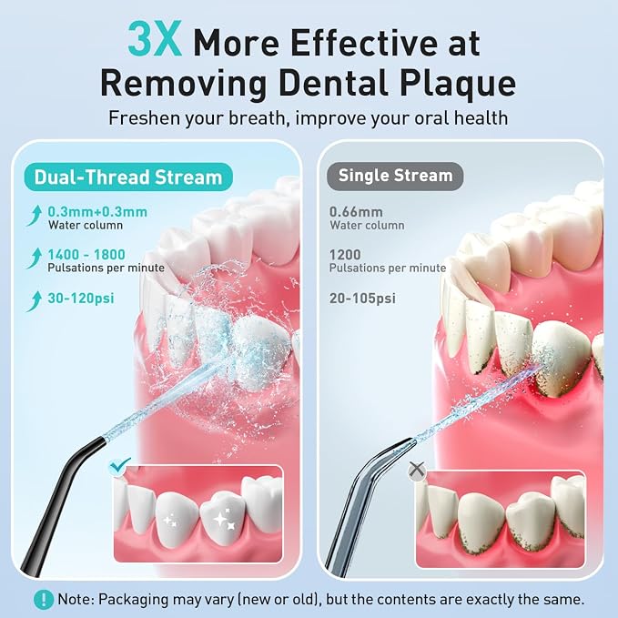 COSLUS ADA Accepted Water Dental Flosser Teeth Pick C20: Portable Cordless Oral Irrigator 300ML Rechargeable Travel Irrigation Cleaner IPX7 Waterproof Electric Flossing Machine, 2PCS, Black & Green