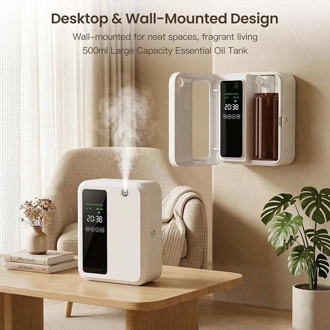Waterless Essential Oil Diffuser with 500 mL Capacity, Scent Air Machine for Hotel/Office/Home, Up to 3500 sq.ft, App Control Scent Diffuser (White)