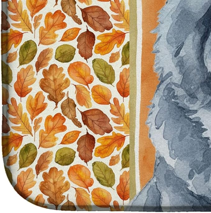 Caroline's Treasures Blue Chow Chow Heirloom Fall Dish Drying Mat Absorbent Dish Drying Mat Pad for Kitchen Counter Dish Drainer Mat for Countertop, 14 x 21", Multicolor