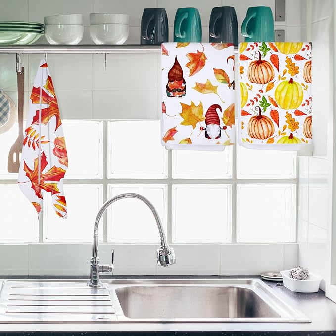 Patelai 24 Pieces Sublimation Dishtowel Absorbent Multi Purpose Kitchen Dish Towels Blank DIY Dishcloth Bathroom Towel for Fall Christmas Kitchen Home Decor,16 x 24 Inch