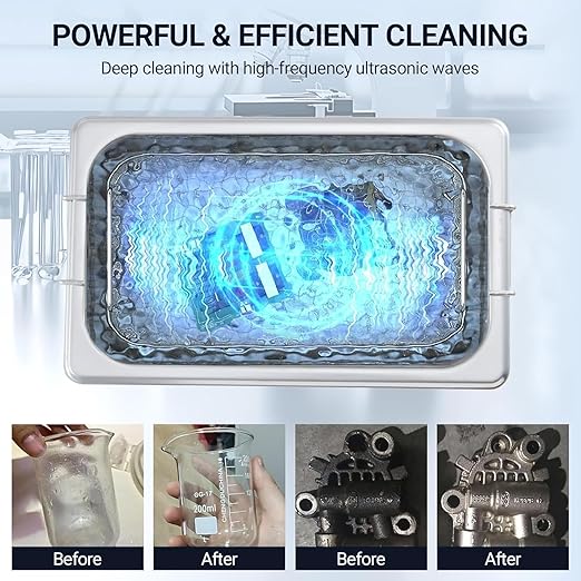 3.2L Digital Ultrasonic Cleaner with Heater，40kHz & 120W Cleaning System，Timer Control for Jewelry, Glasses, Watches