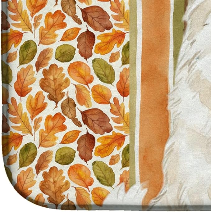 Caroline's Treasures Cream Samoyed Heirloom Fall Dish Drying Mat Absorbent Dish Drying Mat Pad for Kitchen Counter Dish Drainer Mat for Countertop, 14 x 21", Multicolor