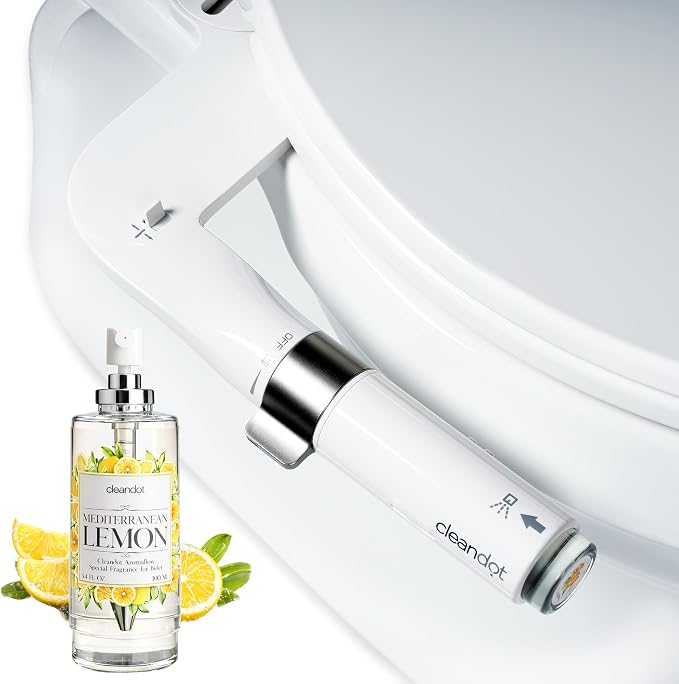 Bidet Attachment for Toilet, Scented Bidet with Fragrance Spray, Self Cleaning and Retractable Bidet Sprayer with Ajustable Pressure, Frontal & Rear Wash Non Electric Bidet for Toilet Seat (Lemon)