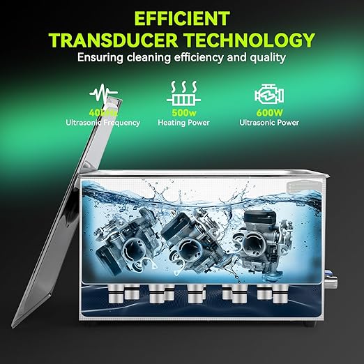 Commercial Ultrasonic Cleaner, ECO Mode, Heating, Degas Mode, ECO Energy-Saving Ultrasonic Cleaning Machine Excellent for Labs,Carburetor,Jewelry,Dentures,Automotive & Industrial Parts. (30L)