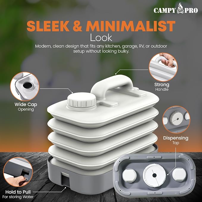 3 x Pack Collapsible Water Container with Spigot 2.6 Gallon(10L), BPA Free Portable Water Jug for Camping, Outdoor, Gardening, Picnic, RV&Camping Essentials, Fishing & Suitable for Shower