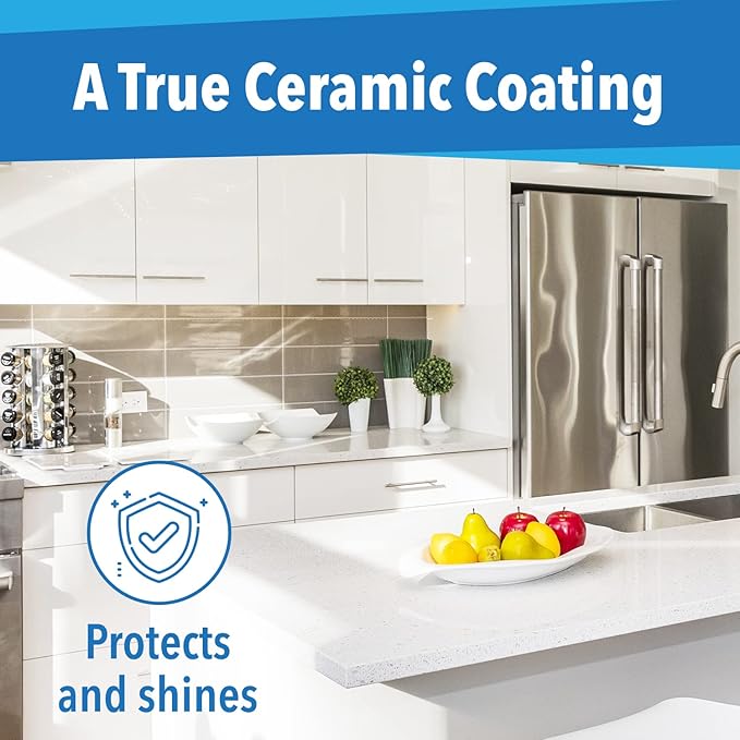Surface Lock Ceramic Coating for Stainless Steel Appliances — Home Ceramic Spray That Shines, Seals & Protects, Repels Water & Stains, Fingerprint Protector for Kitchen Countertops & Bathroom, USA