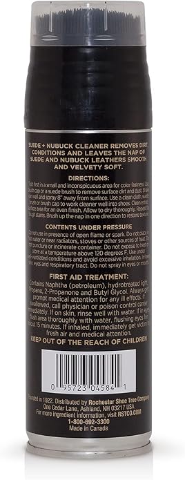 Rochester Premium Suede + Nubuck Cleaner, Suede & Nubuck Cleaner with a Built-In Scrub Brush Cap, Shoe Accessories, 5.5 oz.